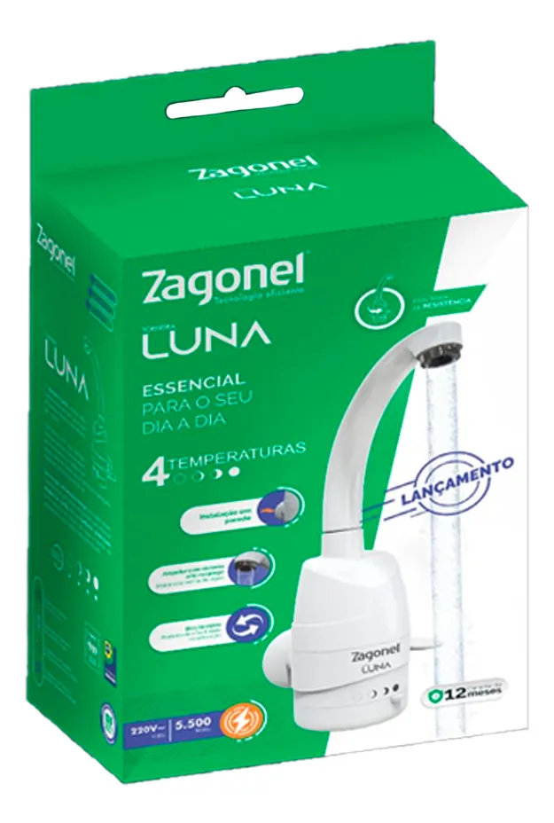 Torneira Elétrica Luna Parede Branca 5500w 220v - Zagonel - Imagem 4