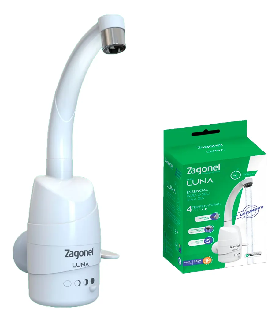 Torneira Elétrica Luna Parede Branca 5500w 220v - Zagonel - Imagem 9