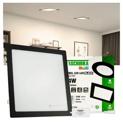 Painel LED Taschibra LUX Black 24W Quadrado Embutir