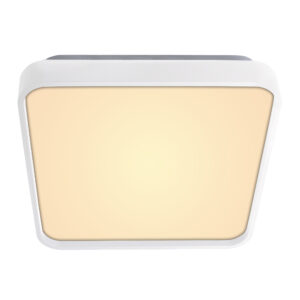 Plafon Round LED Quadrado 28cm Liso Branco 18W